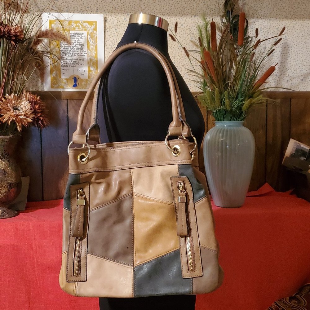 Leather Patchwork Shoulder Bag - image 1